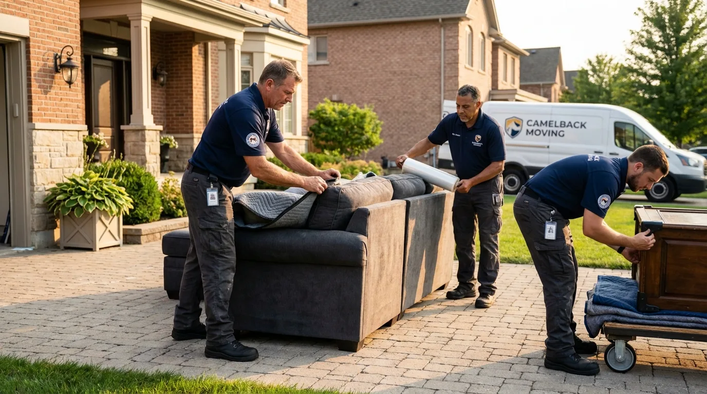 Large estate moving crew wrapping furniture in Dalton, PA