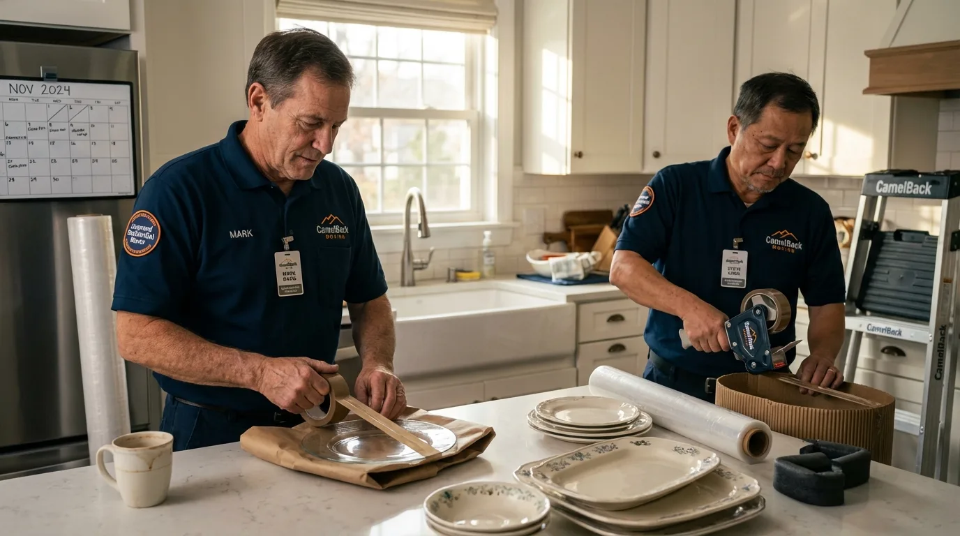 Professional crew packing kitchen dishware in Dalton, PA